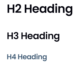Sample headings for H2, H3, and H4