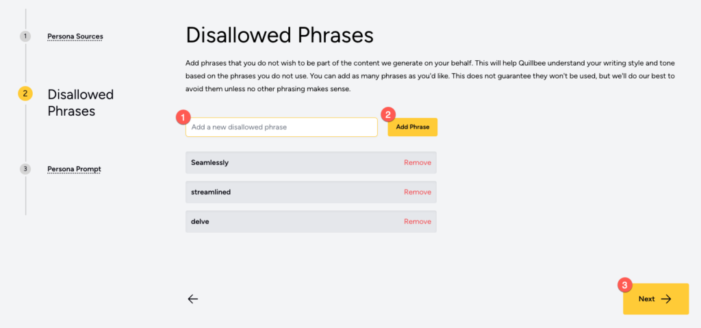 Demonstration on how to remove words or phrases from AI generated content